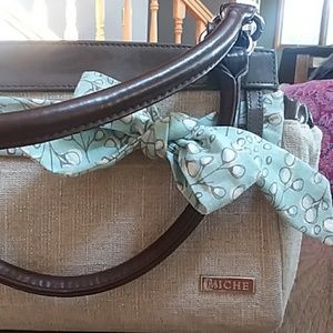 Miche metallic canvas and patent leather trim hand